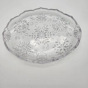 Mikasa Crystal Snowflake Sweet Dish Dessert Tray Candy Dish 9.25 inches